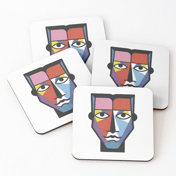 Item preview, cubist face with exaggerated geometric shapes.sticker.. designed and sold by ArtshirtGroup.