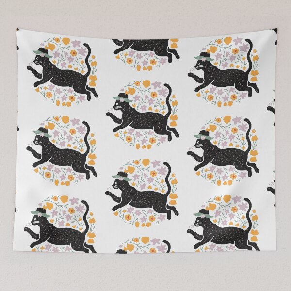 Item preview, Beautiful Flower Cat With Hat Leaping designed and sold by PlanetMarker.