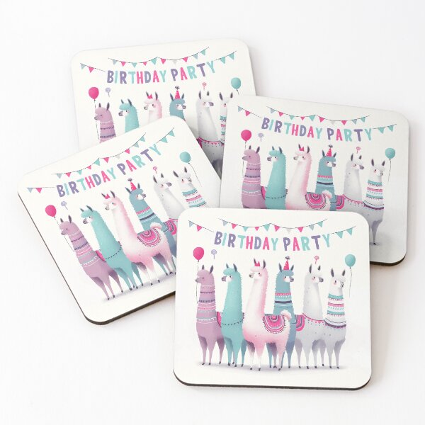 Item preview, Kawaii Happy Birthday llamas alpaca party designed and sold by TomFrontierArt.