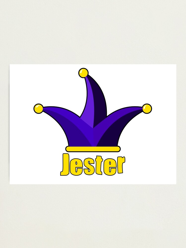 Jester, Joker or purple clown hat with the word Jester Photographic Print