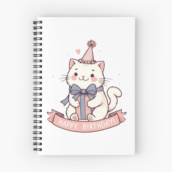 Item preview, Kawaii Happy Birthday White Cat Party designed and sold by TomFrontierArt.