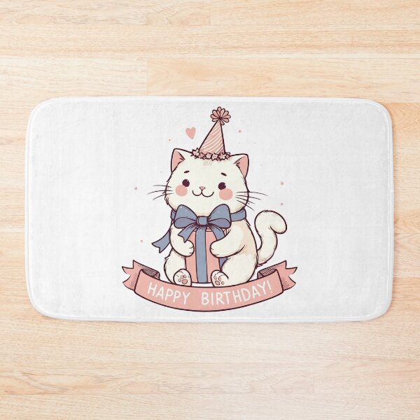 Item preview, Kawaii Happy Birthday White Cat Party designed and sold by TomFrontierArt.