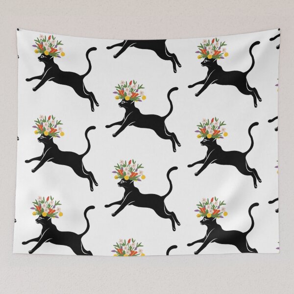 Item preview, Beautiful Flower Cat Leaping designed and sold by PlanetMarker.