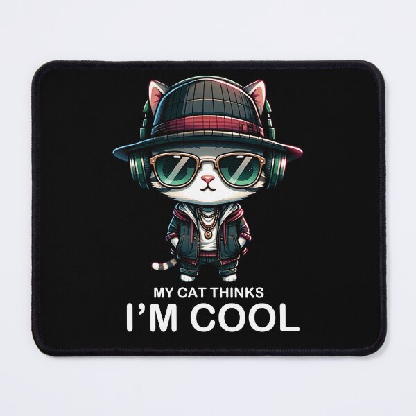 Item preview, Cat with headphones (white text) designed and sold by perfect-radius.