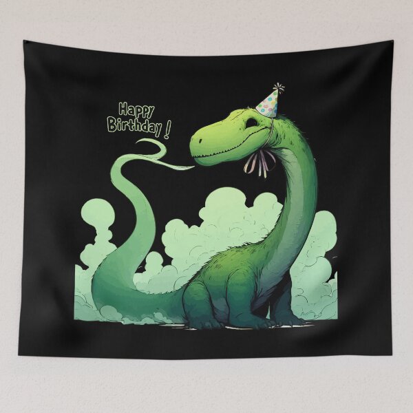 Item preview, Funny Happy Birthday Green Dinosaur Brontosaurus Party designed and sold by TomFrontierArt.