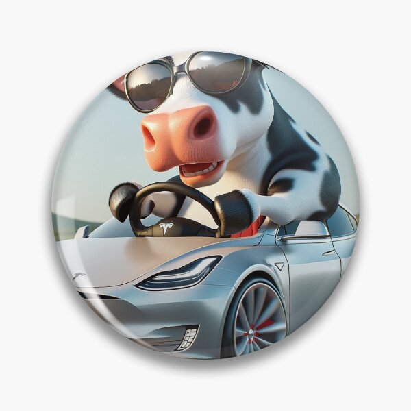 Item preview, Cartoon Cow in Electric Car - Eco Drive Illustration designed and sold by Moo-larious Creations From Down Udder.