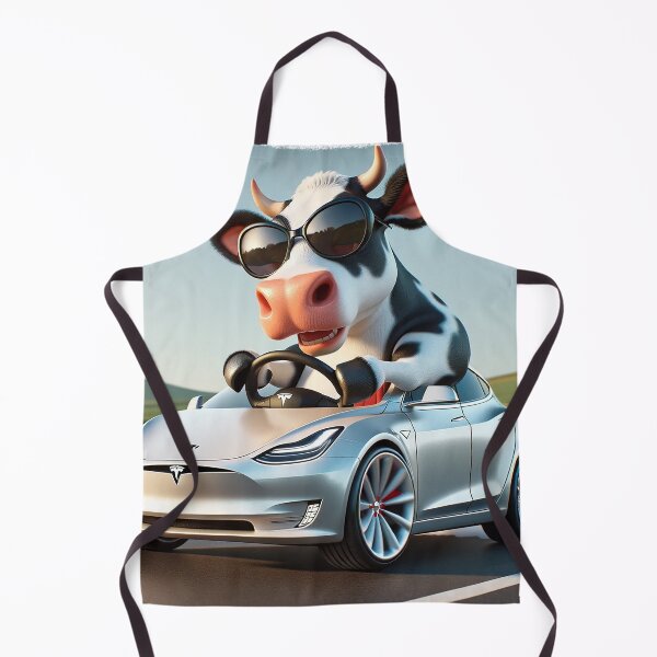 Item preview, Cartoon Cow in Electric Car - Eco Drive Illustration designed and sold by Moo-larious Creations From Down Udder.