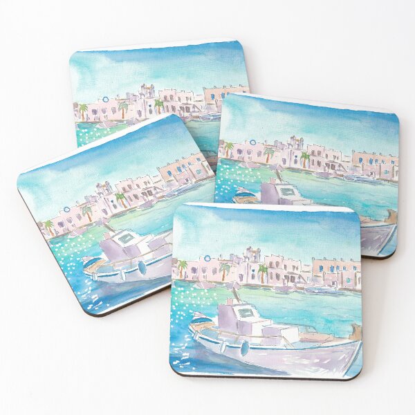 Item preview, Little Greece Harbour Scene with Turquoise Sea designed and sold by artshop77.