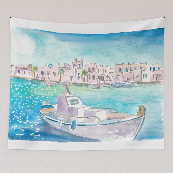 Item preview, Little Greece Harbour Scene with Turquoise Sea designed and sold by artshop77.