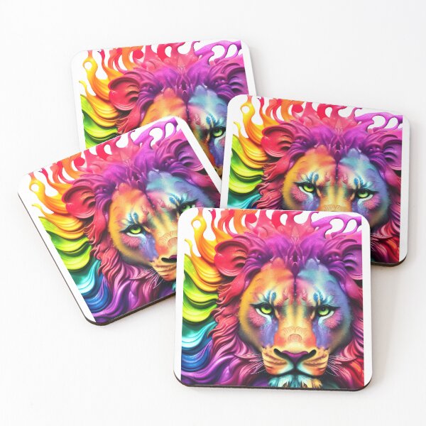 Item preview, Colorful Fierce Lion, Abstract, Bold, Powerful Animal designed and sold by Rhonda  Brown.