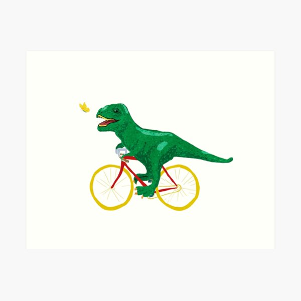 Dino on bike Art Print