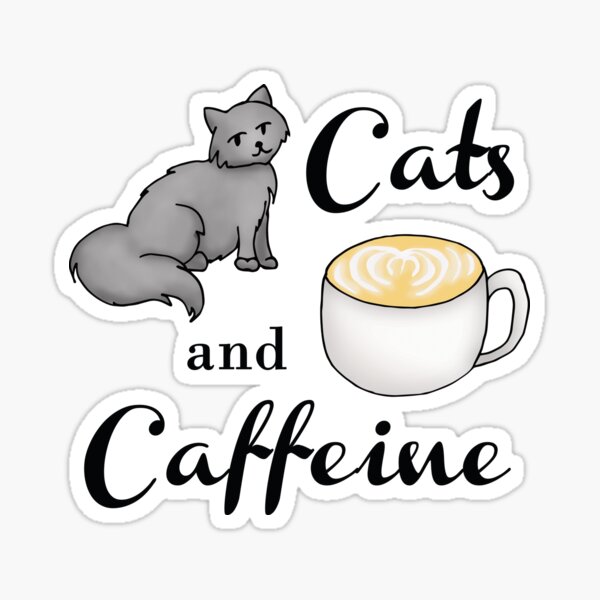 Vista previa del artículo con la obra «Gatos y cafeína», diseñado y vendido por Julie Erin Designs.