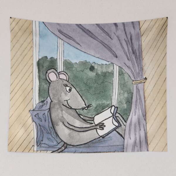 Item preview, Mouse Reading on a Windowsill designed and sold by Nicole Hanson.