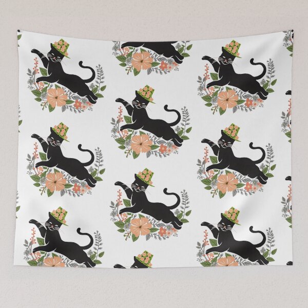 Item preview, Beautiful Flower Cat With Hat Leaping designed and sold by PlanetMarker.