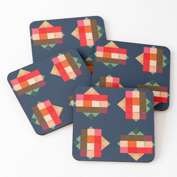 Item preview, Retro Geometric Rectangle Square Shapes Pattern Red Green Orange designed and sold by Itaya Art.