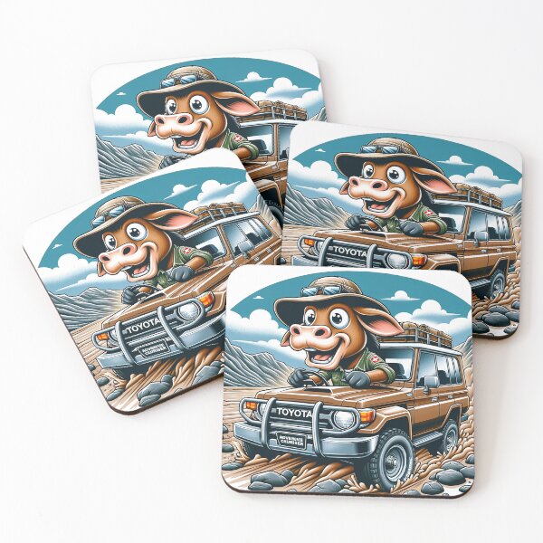 Item preview, Adventure-Ready Cow in Off-Road Cruiser - Cartoon Outback Illustration designed and sold by Moo-larious Creations From Down Udder.