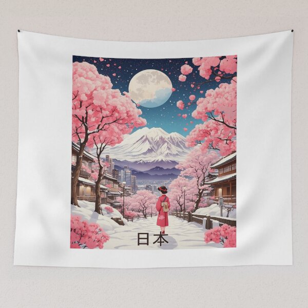 Item preview, Valentines Day Japan Cherry Blossoms Starry Night Tourism Vintage Poster  designed and sold by TravelersGems.
