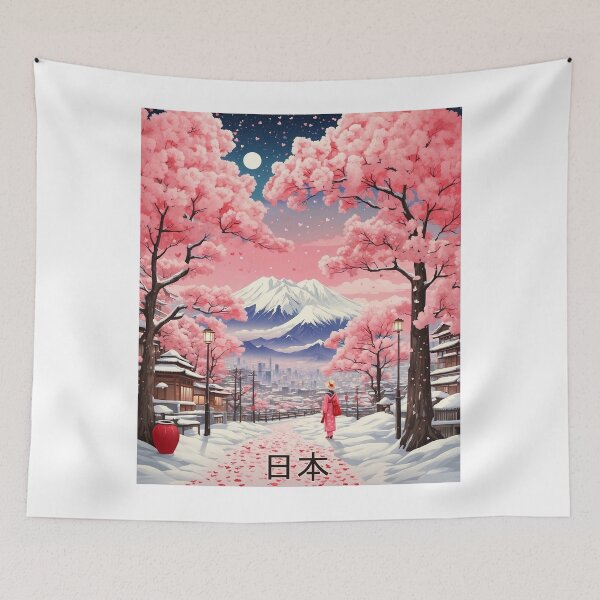 Item preview, Valentines Day Japan Cherry Blossoms Starry Night Tourism Vintage Poster 7 designed and sold by TravelersGems.