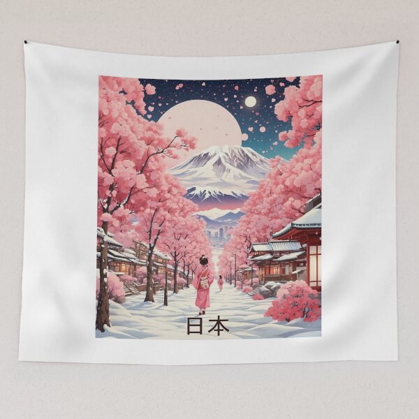 Item preview, Valentines Day Japan Cherry Blossoms Starry Night Tourism Vintage Poster 8 designed and sold by TravelersGems.