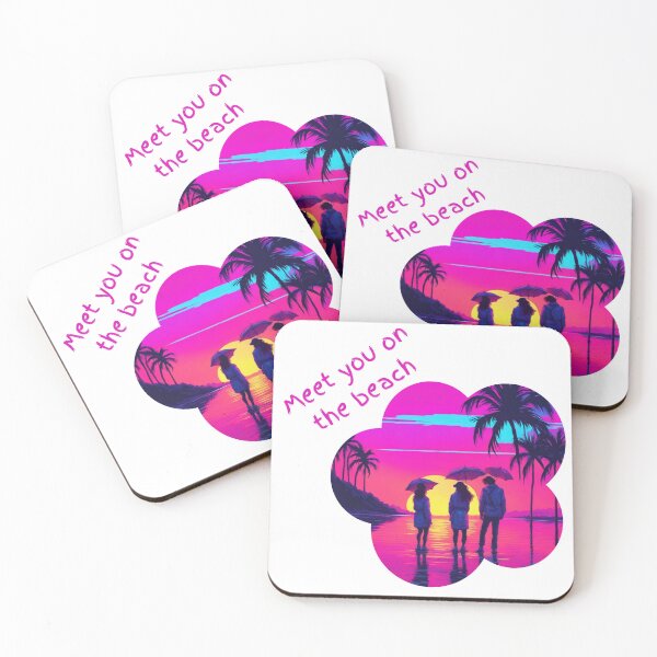 Item preview, Meet you on the beach, friends are walking in the sunset, neon designed and sold by Coolparrotgirl.