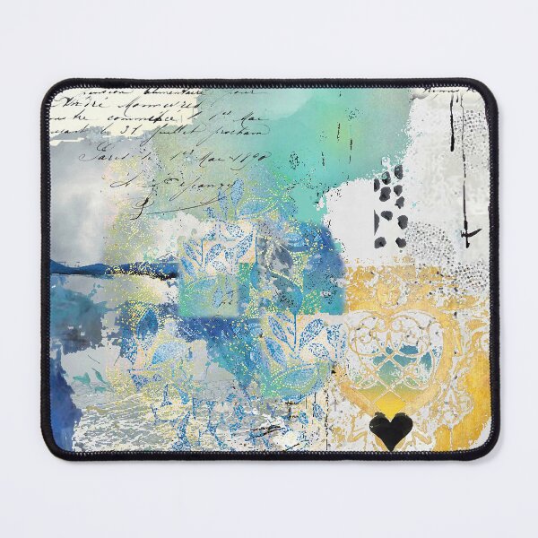 Item preview, Cloudless Abstract Art in Turquoise, Navy, Gold, Black and White designed and sold by Sheree Burlington.