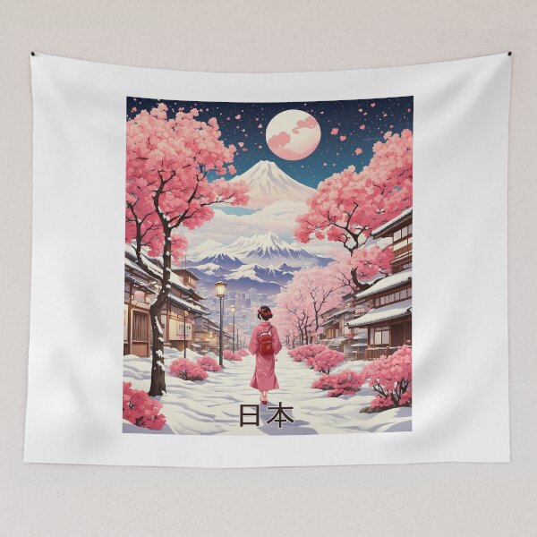 Item preview, Valentines Day Japan Cherry Blossoms Starry Night Tourism Vintage Poster 9 designed and sold by TravelersGems.