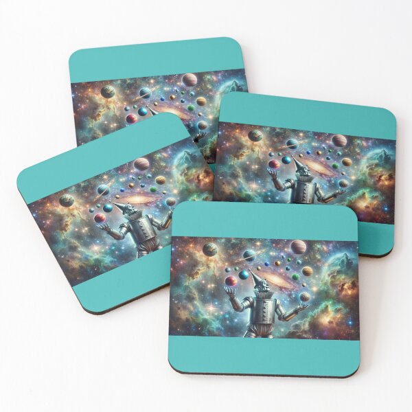 Item preview, - A whimsical portrayal of the Tin Man juggling planets against a backdrop of stars, galaxies, and cosmic phenomena.  designed and sold by quantum X.