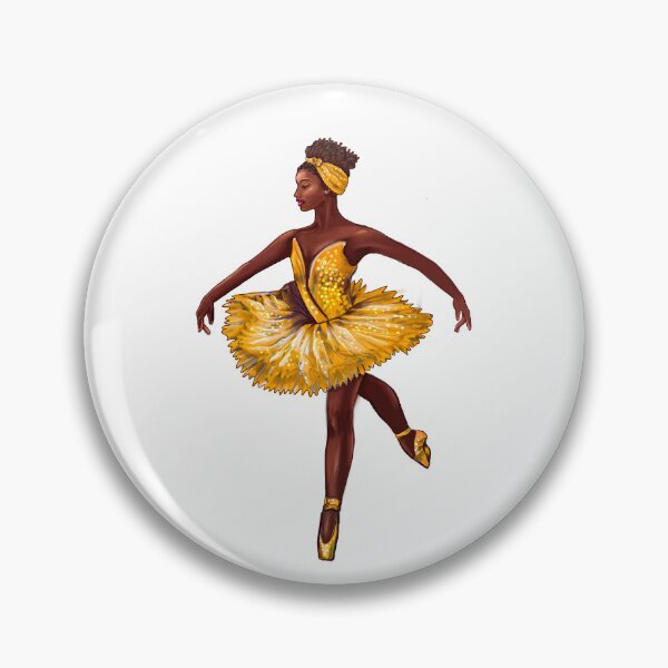 Item preview, Ballet dance dancer in yellow tutu and pointe shoes cute dancing African American ballerina designed and sold by Artonmytee.