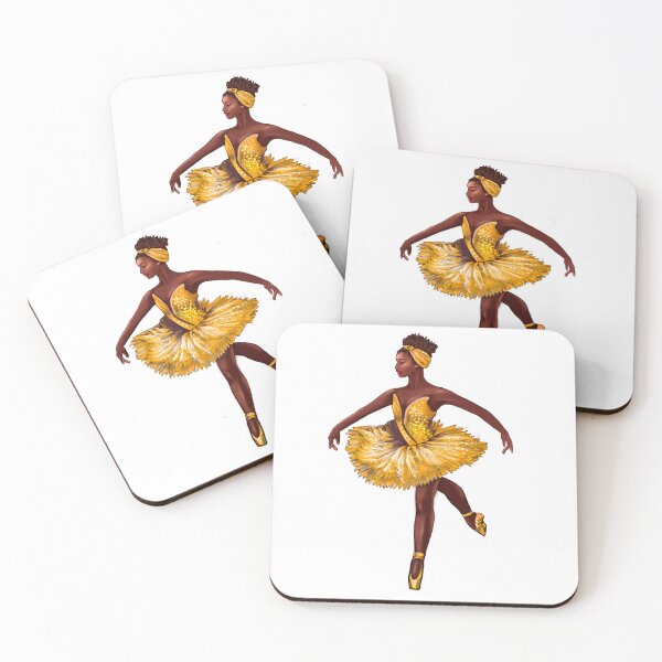 Item preview, Ballet dance dancer in yellow tutu and pointe shoes cute dancing African American ballerina designed and sold by Artonmytee.