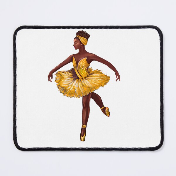 Item preview, Ballet dance dancer in yellow tutu and pointe shoes cute dancing African American ballerina designed and sold by Artonmytee.