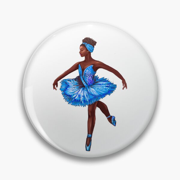Item preview, Ballet dance dancer in blue tutu and pointe shoes cute dancing African American ballerina designed and sold by Artonmytee.