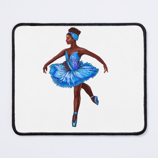 Item preview, Ballet dance dancer in blue tutu and pointe shoes cute dancing African American ballerina designed and sold by Artonmytee.