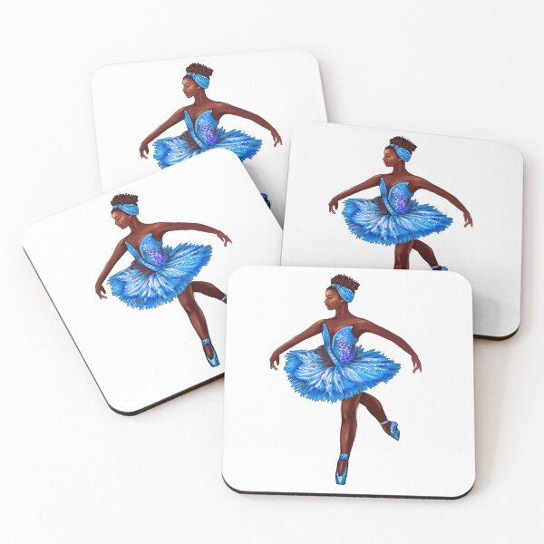 Item preview, Ballet dance dancer in blue tutu and pointe shoes cute dancing African American ballerina designed and sold by Artonmytee.