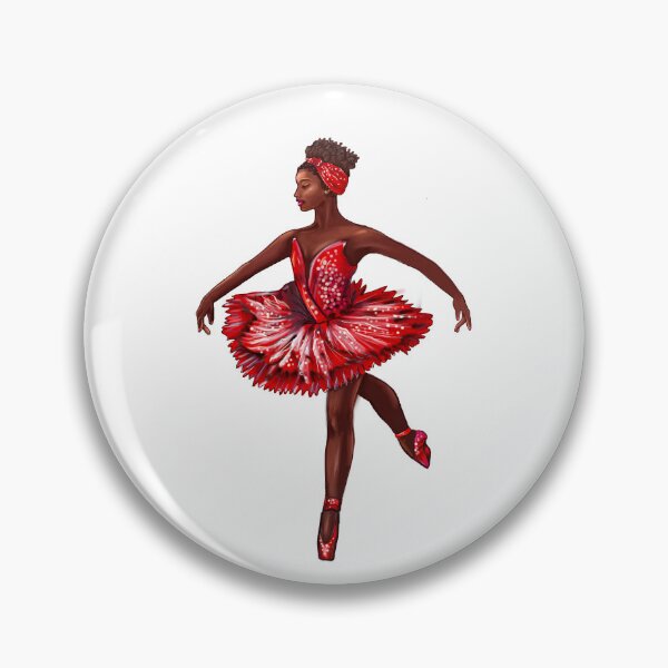 Item preview, Ballet dance dancer in red tutu and pointe shoes cute dancing African American ballerina designed and sold by Artonmytee.