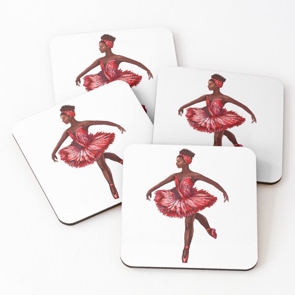 Item preview, Ballet dance dancer in red tutu and pointe shoes cute dancing African American ballerina designed and sold by Artonmytee.