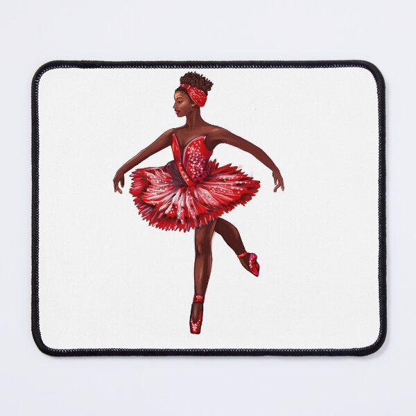 Item preview, Ballet dance dancer in red tutu and pointe shoes cute dancing African American ballerina designed and sold by Artonmytee.