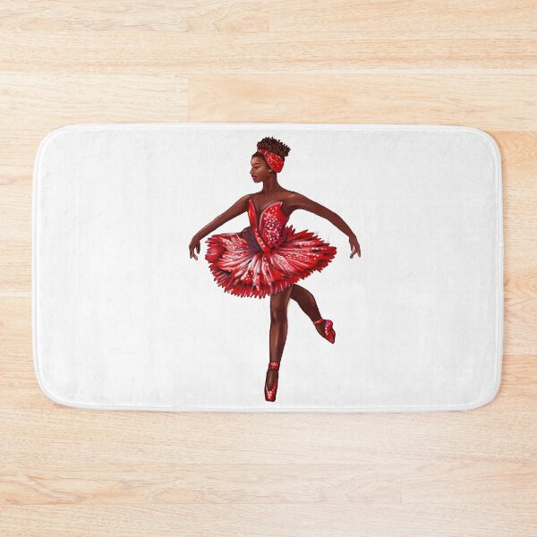 Item preview, Ballet dance dancer in red tutu and pointe shoes cute dancing African American ballerina designed and sold by Artonmytee.