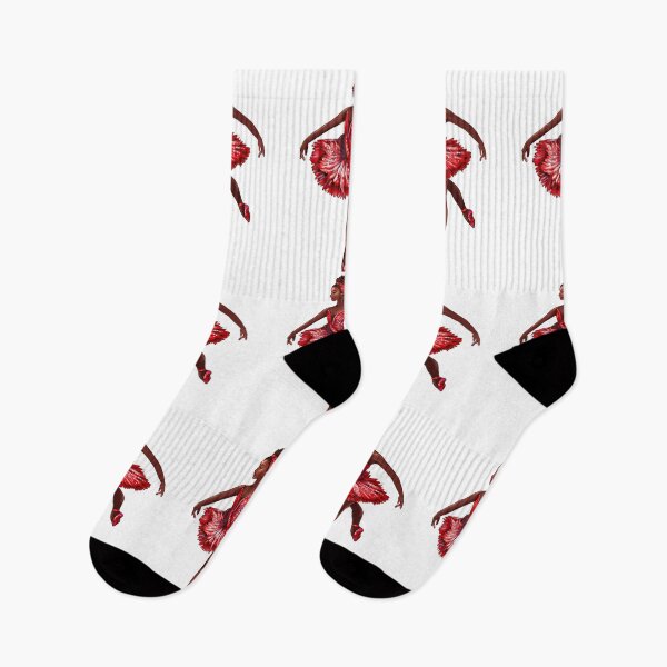 Item preview, Ballet dance dancer in red tutu and pointe shoes cute dancing African American ballerina designed and sold by Artonmytee.