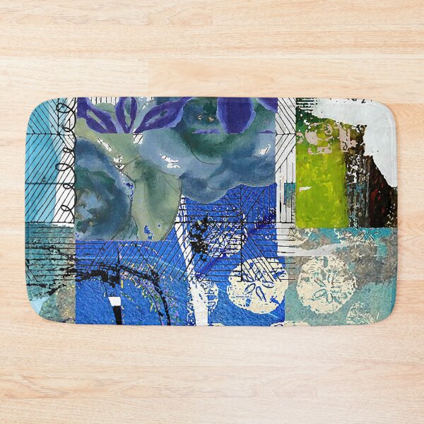 Item preview, Sand Dollar Sea Abstract Collage in Teal, Cobalt Blue, Green, Beige designed and sold by Sheree Burlington.