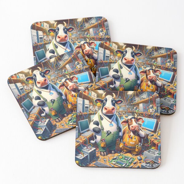 Item preview, Tech-Savvy Cows Computer Repair - Geeky Cartoon Illustration designed and sold by Moo-larious Creations From Down Udder.