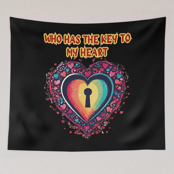 Item preview, Who has the key to my heart colorful heart.  interesting Valentine's Day gift for a girl or a boy designed and sold by GroonSpace.