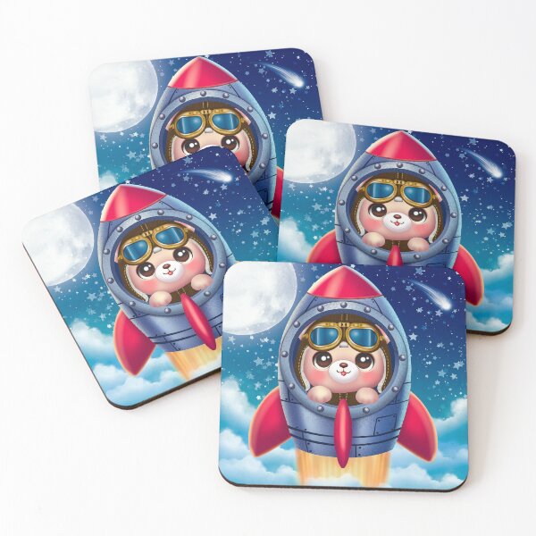 Item preview, Teddy bear in a rocket designed and sold by SDCillustration.