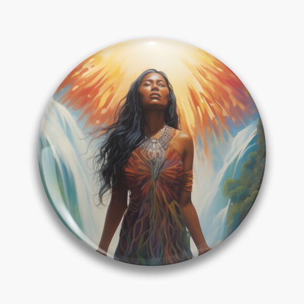 Item preview, Woman standing in water with waterfall behind her. designed and sold by ArtbyJanineTate.