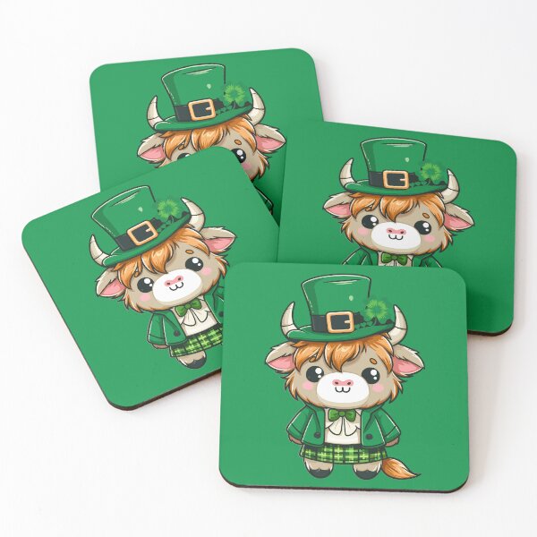 Item preview, St. Patrick’s Day Highland Cow Luck of the Kwaii Highland: St. Paddy's Kawaii Cow  designed and sold by JessArty ⭐⭐⭐⭐⭐.