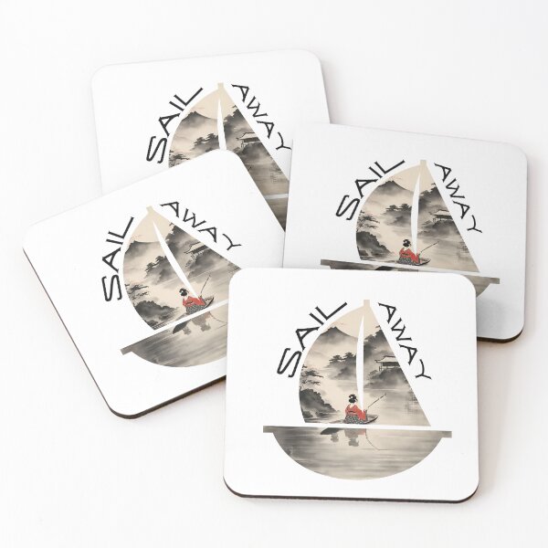 Item preview, Sail away, geisha is paddling, sumi-e designed and sold by Coolparrotgirl.