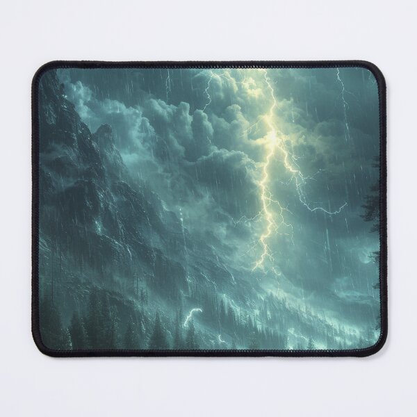 Item preview, Mountain storm: lightning storm over the river designed and sold by PinkisCreations.