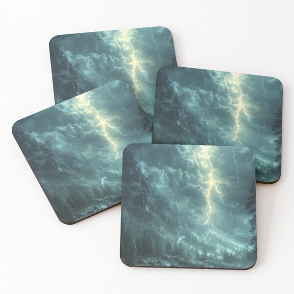 Item preview, Mountain storm: lightning storm over the river designed and sold by PinkisCreations.