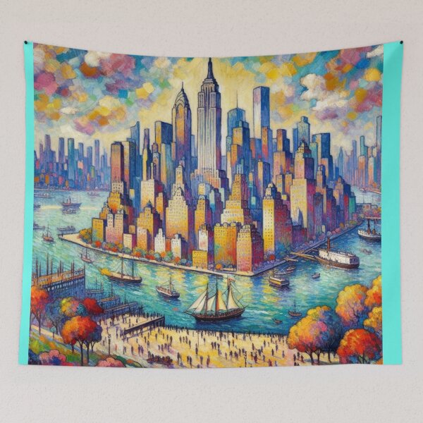 Item preview, Manhattan Island  - fauvist painting of Manhattan Island  designed and sold by CristalleLisa.