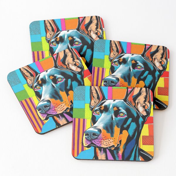 Item preview, Colorful Pop Art Collage of a Doberman Dog Celebrating Pride colors : A Stunning Creation by a Talented Mixed Media Artist designed and sold by Rosa Elena Albornoz Mendez.