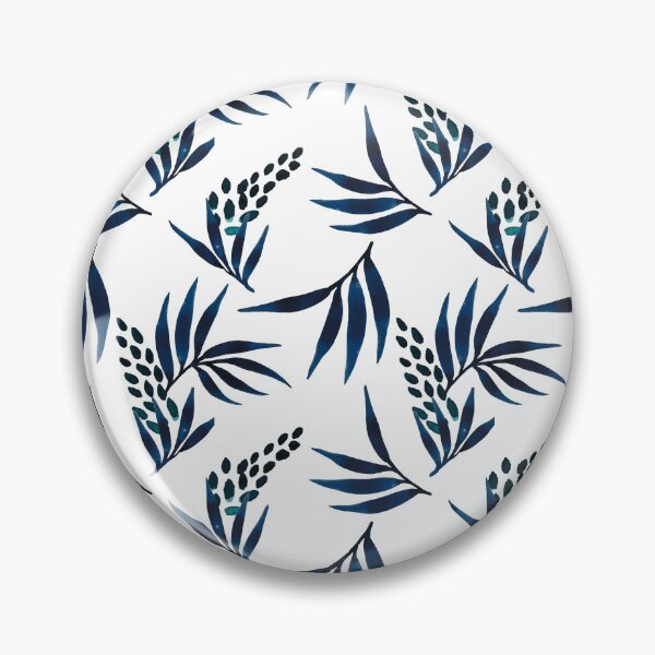 Item preview, Indigo blue leaves/floral pattern designed and sold by AlessandraWood.